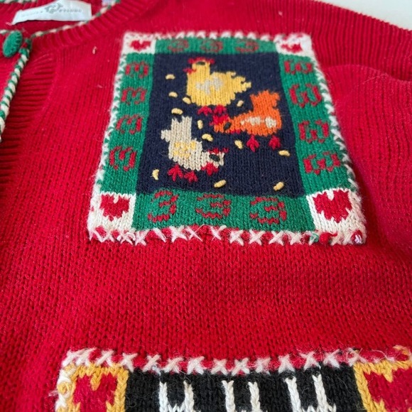 Design Options Cardigan 12 Days of Christmas Holiday Sweater Wearable Art Medium - Picture 9 of 15